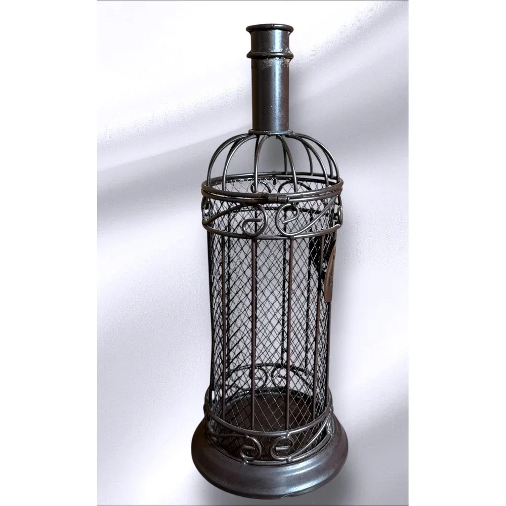 Metal Wire Wine Cork Holder Bottle Shaped Decor Rustic Farmhouse Decor